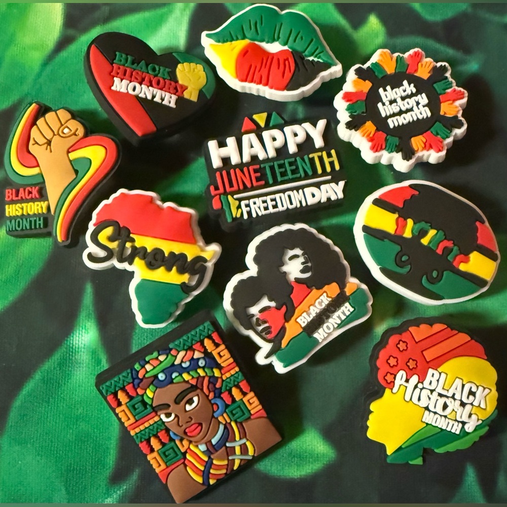 10 Black History Juneteenth Croc Charms Jibbit Shoe Charm